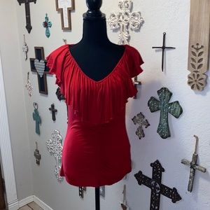 NWOT Kenar red sleeveless blouse size small